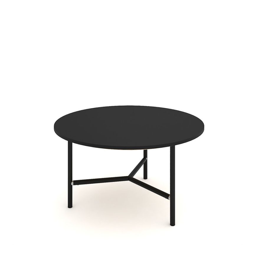 mira round black coffee table
